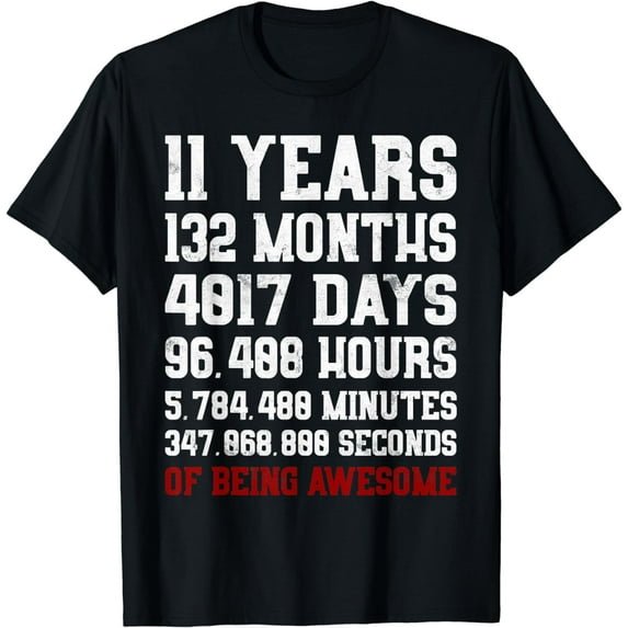 11 Years old of Being Awesome T-Shirt 11th Birthday Tee Gift