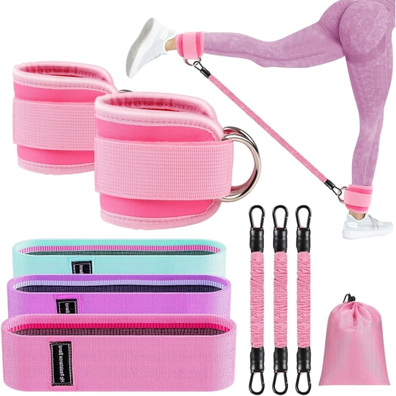 11 count Ankle Resistance Bands with Cuffs, Glutes Workout Ankle Weights for Women Working Out, Exercise Bands Set with Ankle Straps for   Exercise Equipment -  for  Workouts
