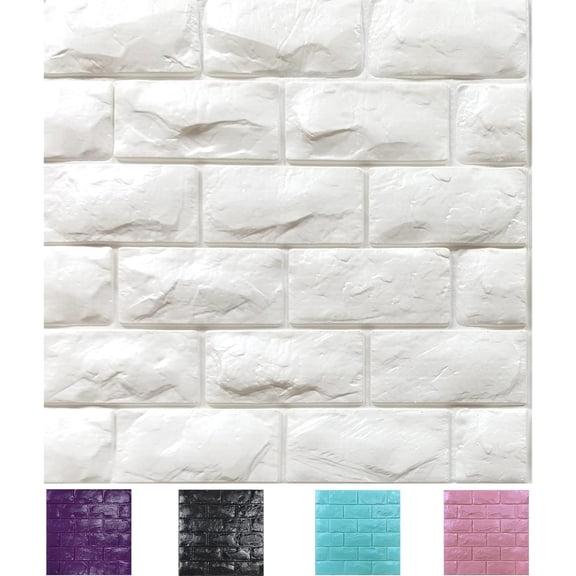 11 count  Wall Panels Peel and  Faux Brick Wallpaper White Self   Brick Paneling Faux Stone Wall Panels (11PCS, White)