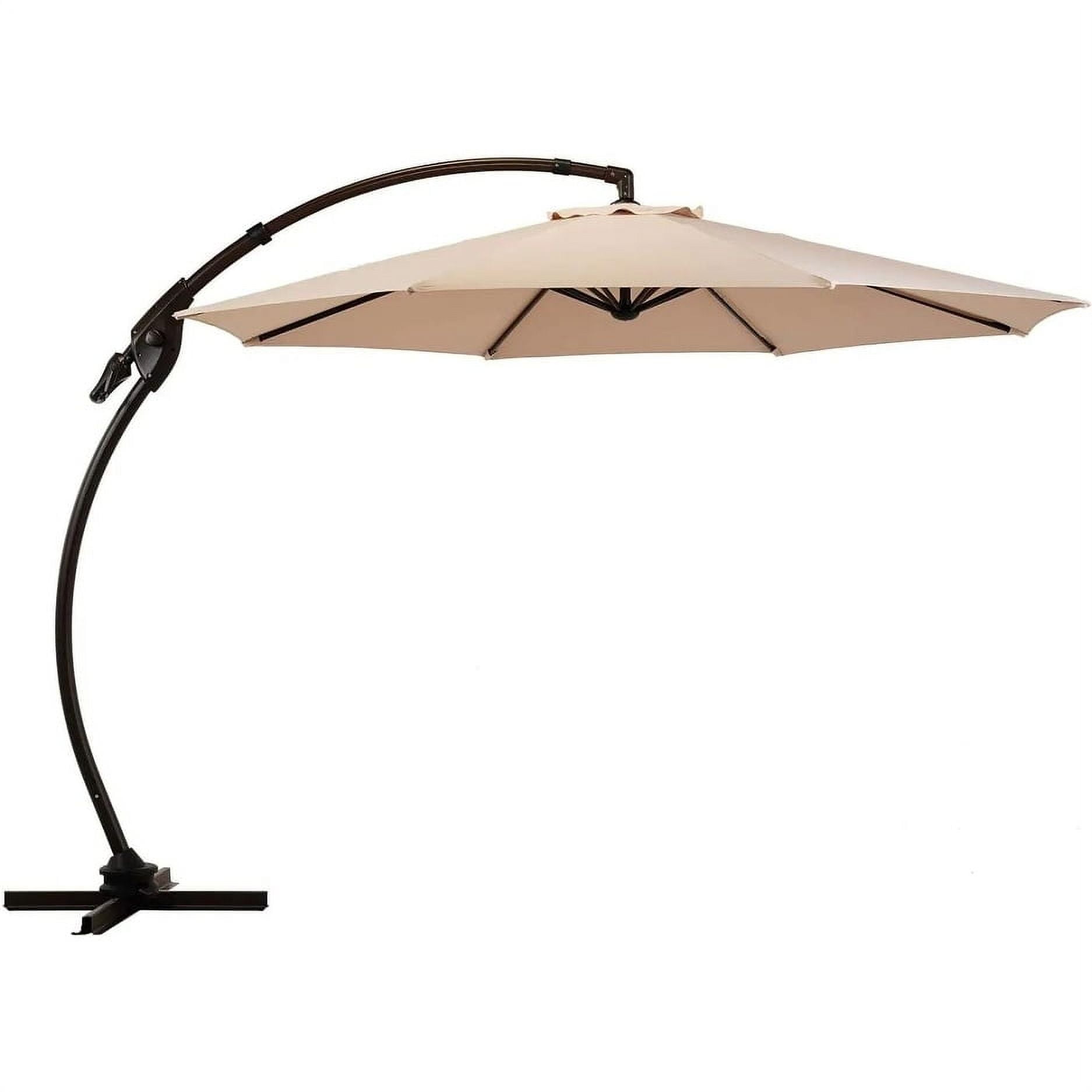 Champagne Aluminum Cantilever Patio Umbrella with Weighted Base