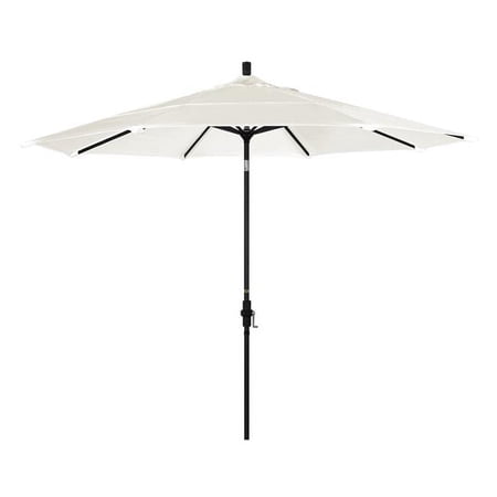 11 ft. Aluminum Market Umbrella Collar Tilt Double Vents - Matted Black - Sunbrella - Canvas