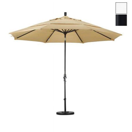 11 ft. Aluminum Market Umbrella Collar Tilt Matted Black-Olefin-White-DWV