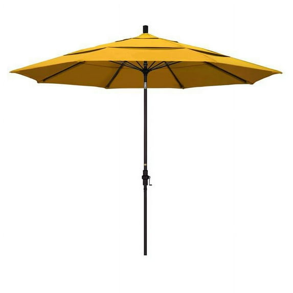 11 ft. Fiberglass Market Umbrella Collar Tilt Double Vents - Bronze - Pacifica - Yellow