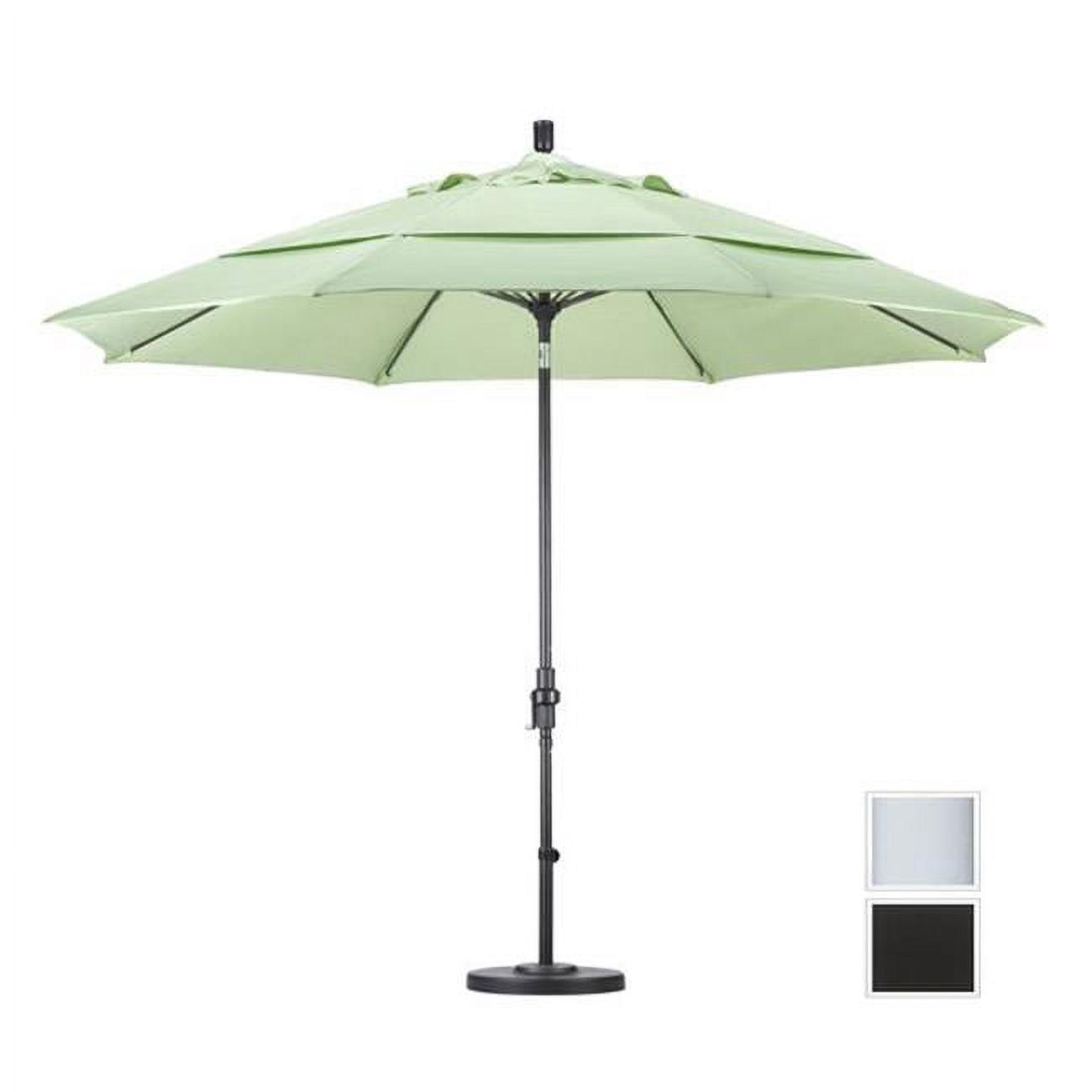 11 ft. Fiberglass Market Umbrella Collar Tilt Double Vents - Matted White -  Sunbrella - Black