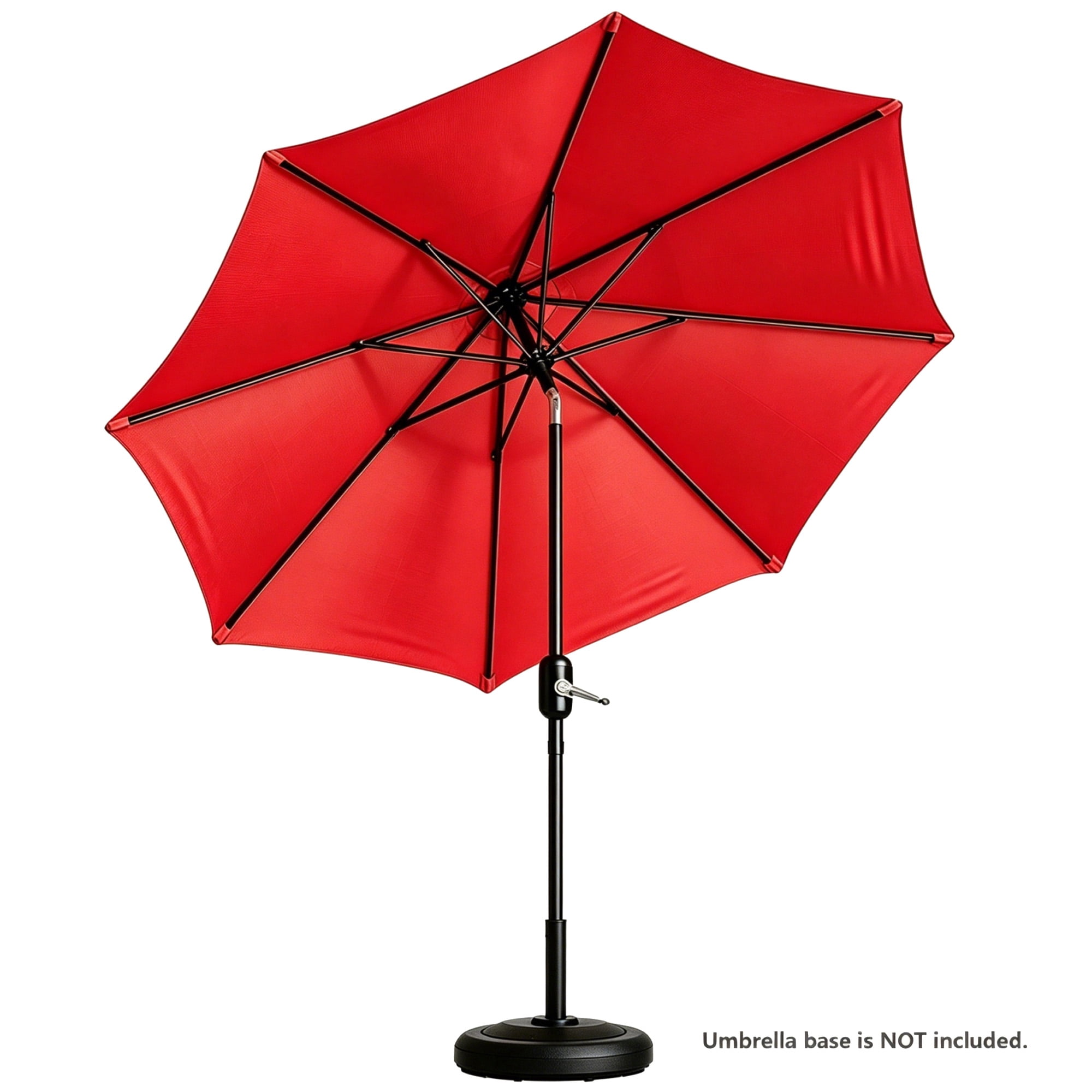Kool 9 Ft Patio Market Umbrella , 8 Ribs with Push Button Tilt and Crank, Red