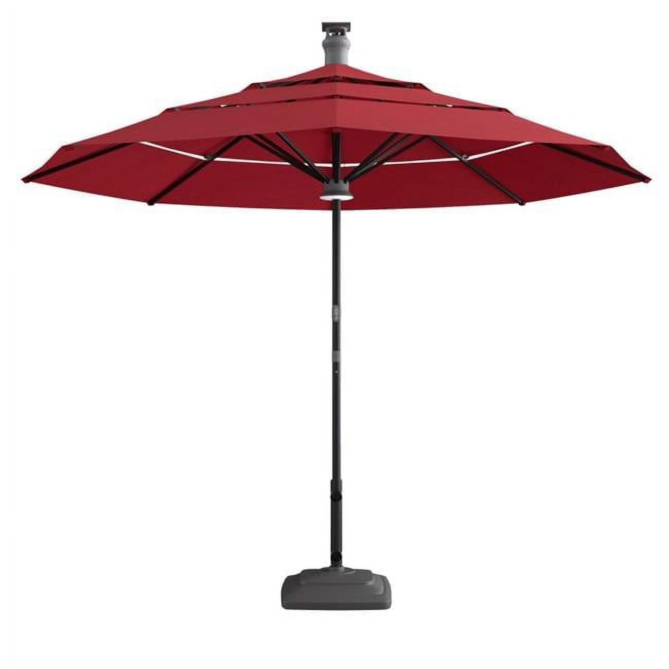 11 ft. Cherry Red Sunbrella Octagonal Patio Umbrella with LED Lighting