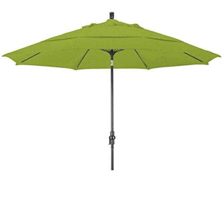 11 ft. Round Aluminum Pole Fiberglass Rib Market Umbrella, Collar Tilt & Bronze Pole - Sunbrella Macaw