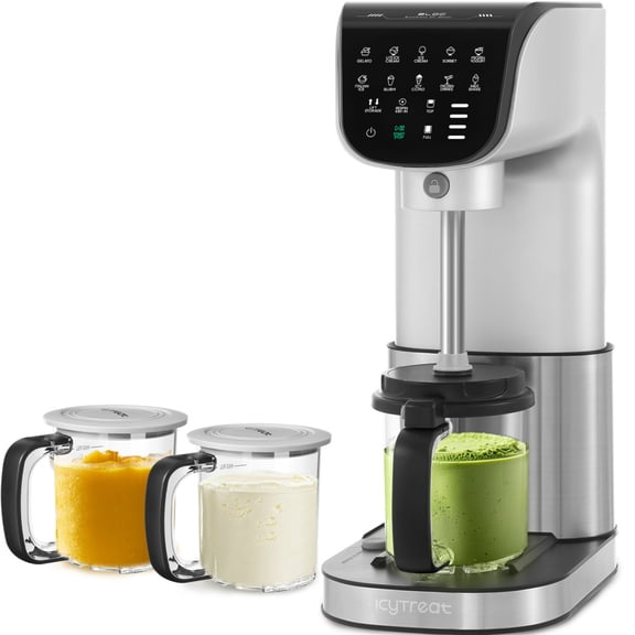 11-in-1 Automatic Ice Cream Maker Machine with 3 Family-Sized Pints Gelato Sorbet Milkshake Maker with Brushless Motor Dishwasher Safe One-Touch Storage & Recipes for Home Kitchen