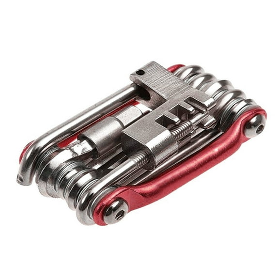 11-in-1 Bicycle Repair Tool Set - Multi-Function Bike Repair Kit with Hex Spoke Wrench, Screwdriver, Compact Design, Blue, Gold, Red, Black, 4.8 x 7 cm - Essential for Quick Bike Fixes and Maintenance
