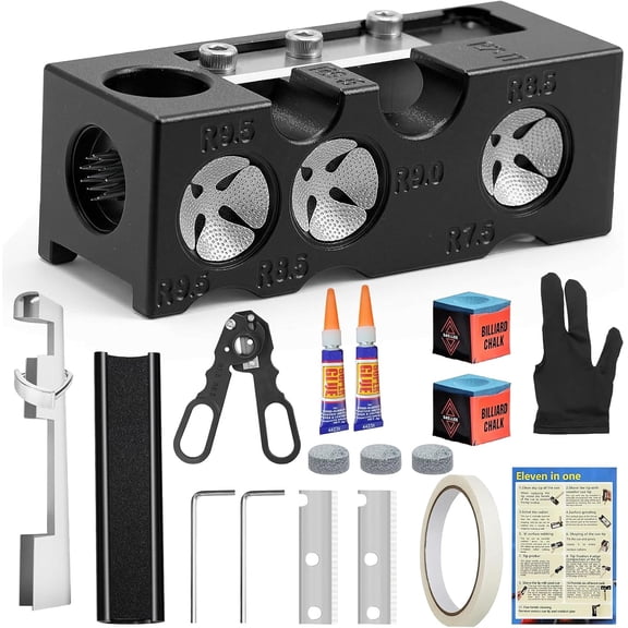 11-in-1 Billiards Pool Cue Tip Shaper, Pool Cue Repair Kit, Pool Stick Tips Replacement Kit, Cue Tip Shaper Pool Cue Accessories