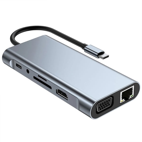 11 in 1 Multiports USB C Hubs Adapter For Laptops Features 4K HDTV VGA 100W Fast Charging 3 USB Port Ethernet Connectivitys