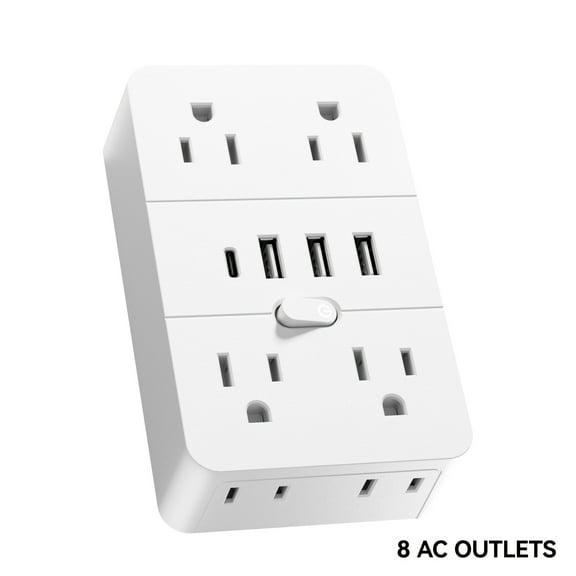 11-in-1 Smart Power Strip w/ Digital Clock, Desk Lamp, 4 AC, 3 USB-A, 2 USB-C. Surge Protector for Home, Office, Dorm.