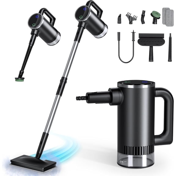 11-in-1 Steam Mop - Detachable Handheld Cleaner with 380mL Tank, 260 Floor Steamer for Hardwood, Tile, Grout, Windows, Bath & Kitchen 3-Level Control, Multi-Purpose