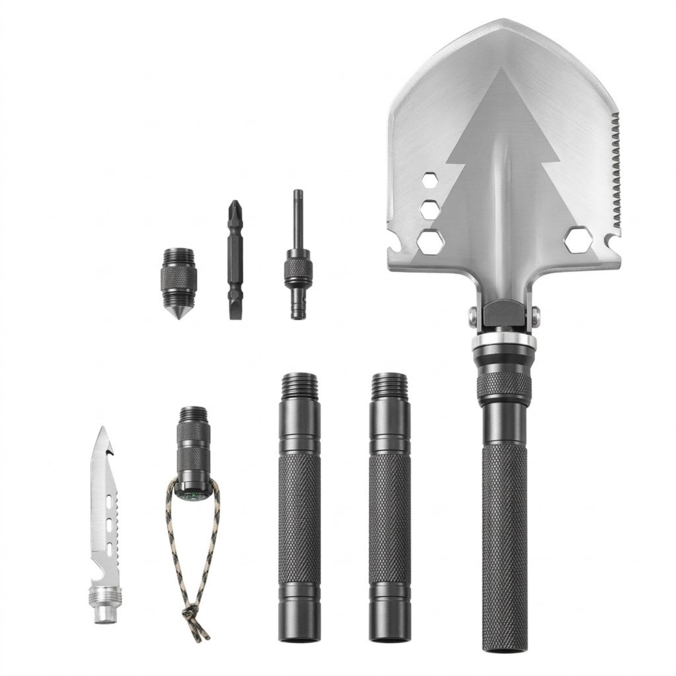 11-in-1 Survival Shovel, Folding Camping Multitool, Military Grade Portable Tactical Shovel for Off-Roading & Hiking