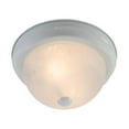 thumbnail image 1 of 11 in. 2 Light Flush Mount, White with White Alabaster Glass, 1 of 3