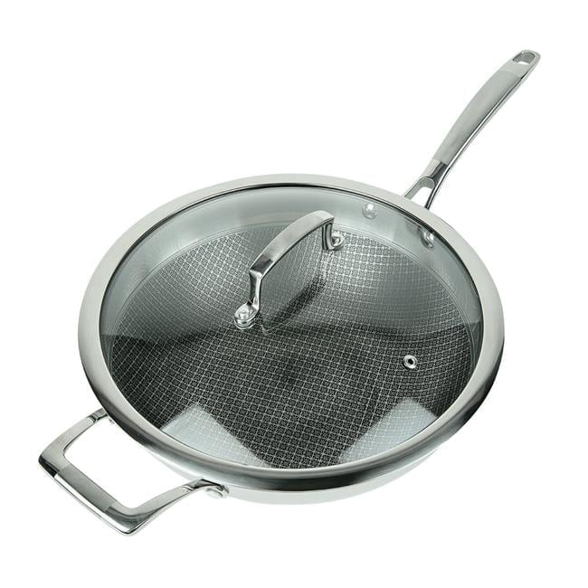 MasterPan 12" Stainless Steel Nonstick Wok with Glass Lid