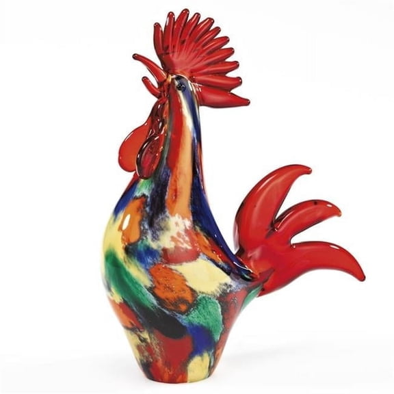 11 in. Artistic Glass Rooster Figurine, Multi Color