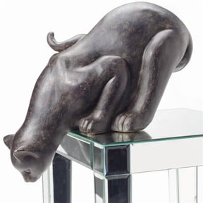 11 in. Cat Peering Over Edge, Antique Black