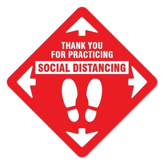 11 in. Coronavirus Vinyl Decal - Thank You for Social Distance Red