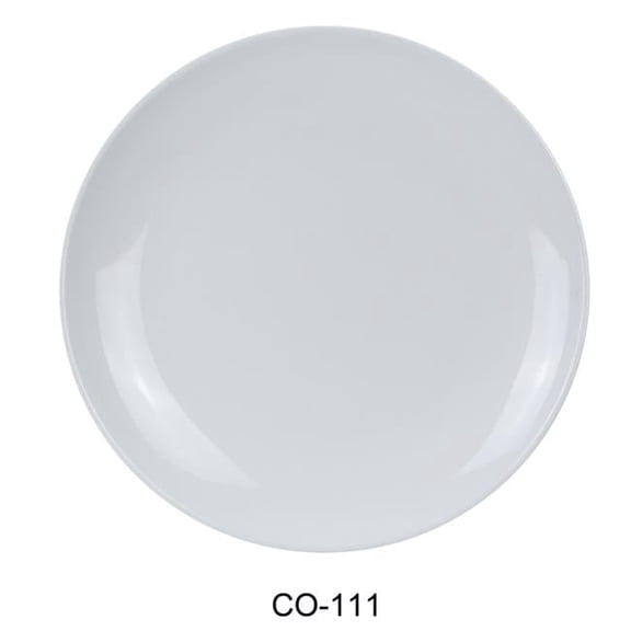 11 in. Coupe Pattern Round Plate - Melamine, White - Pack of 24