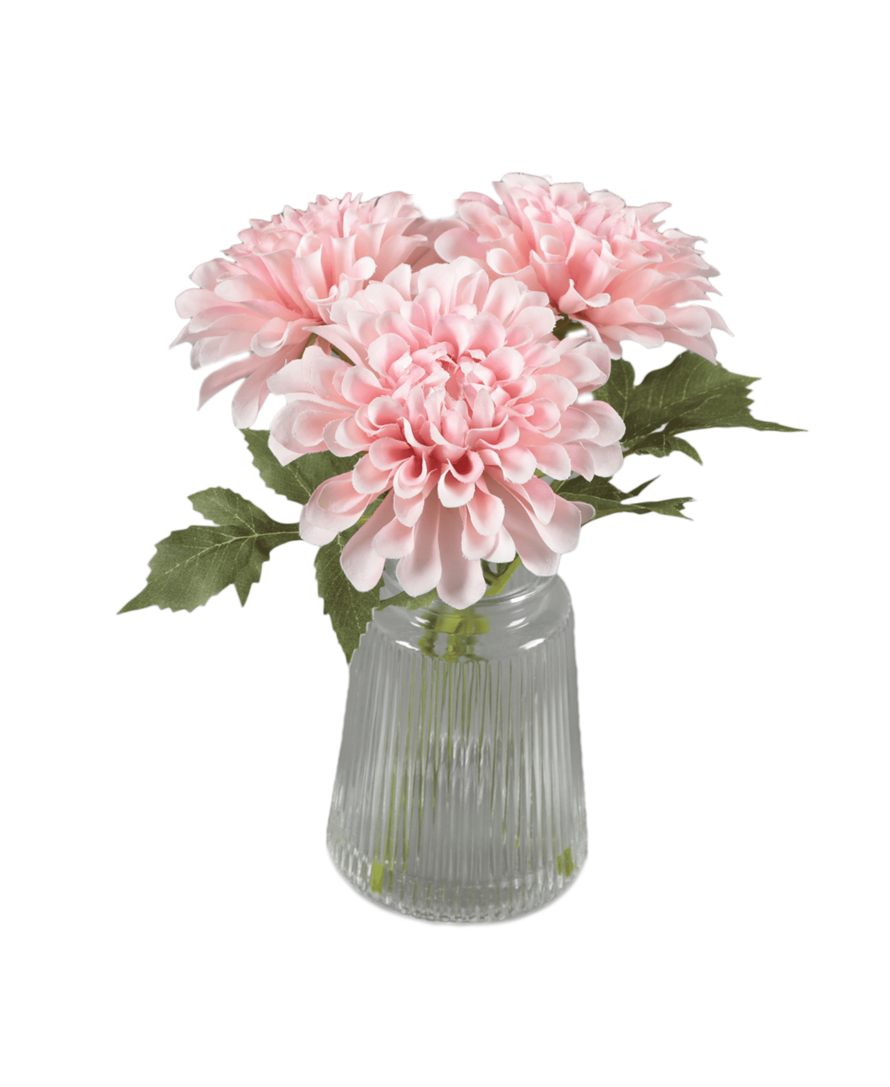 9.5" H Mainstays Faux Pink Dahlia Tabeltop Floral Arrangement in Glass Vase - 1 lb