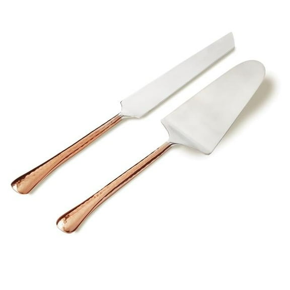11 in. Hammered Cake Server Set, Silver & Copper