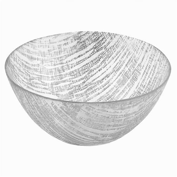 11 in. Hand Crafted Glass Silver Accent Salad or Serving Bowl