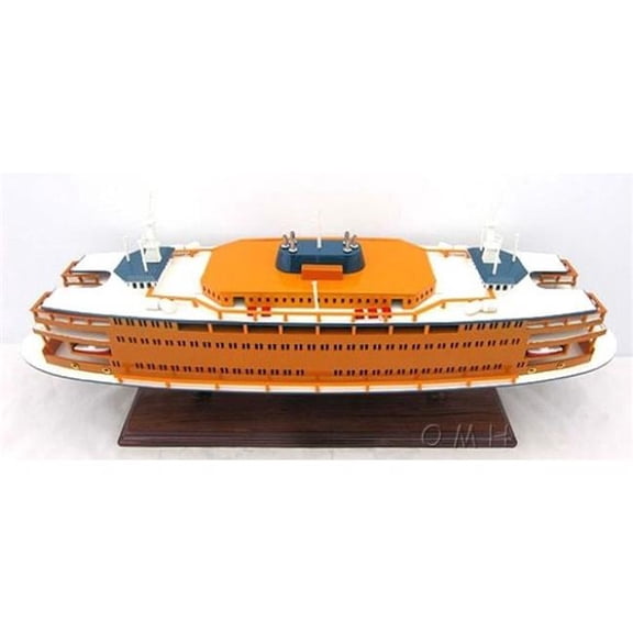 11 in. Maroon Staten Island Ferry Boat Hand Painted Decorative Boat