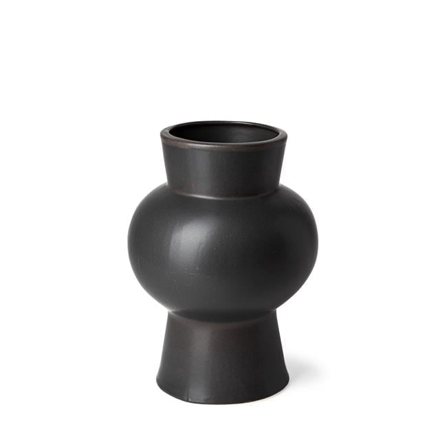 Matte Black Trumpet Ceramic Decorative Table Vase