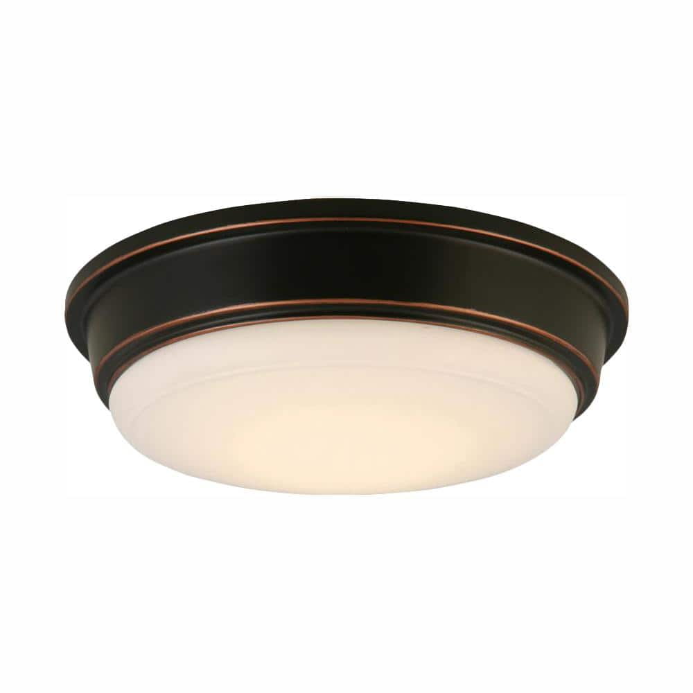 11 in. Oil Rubbed Bronze Integrated LED Outdoor Flush Mount Ceiling