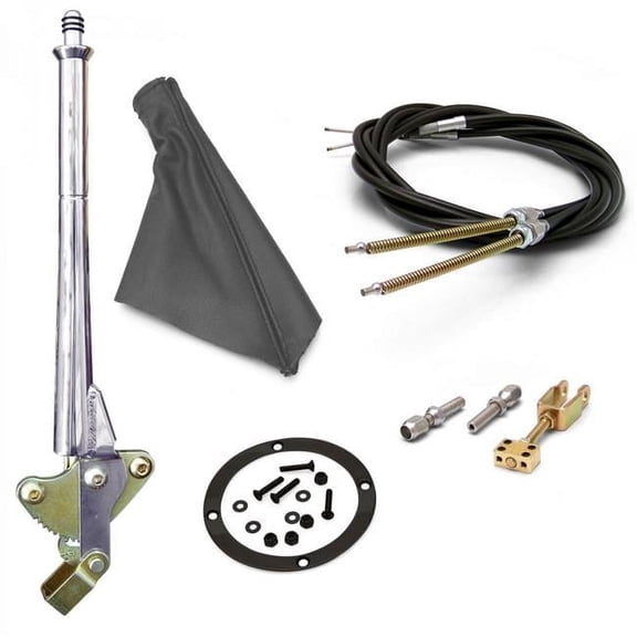 11 in. Transmision Mount Emergency Hand Brake Grey Boot, Black Ring & Cable Kit