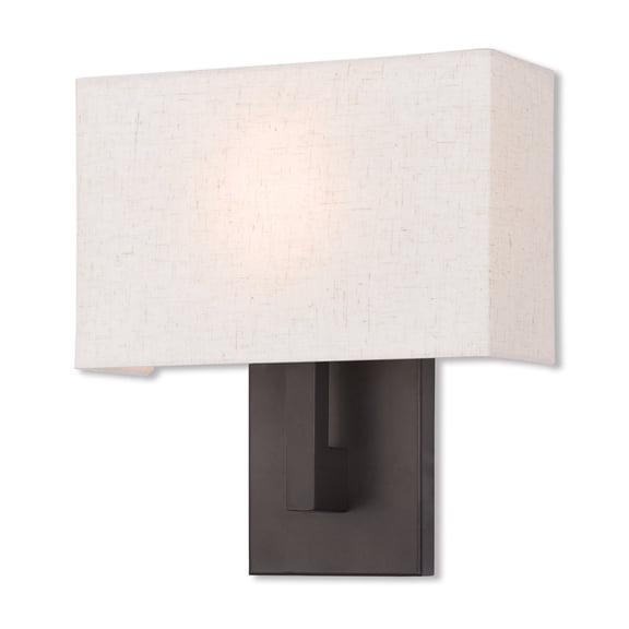 11 inch 1 Light Bronze ADA Wall Sconce with Hand Crafted Oatmeal Color Fabric Shade