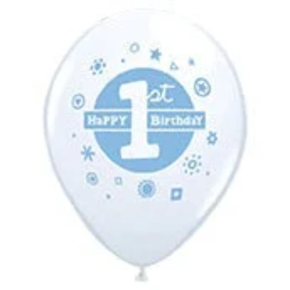 11 inch 1ST BIRTHDAY BOY Qualatex Latex Balloons Pack of 5 Party Supplies Decorations
