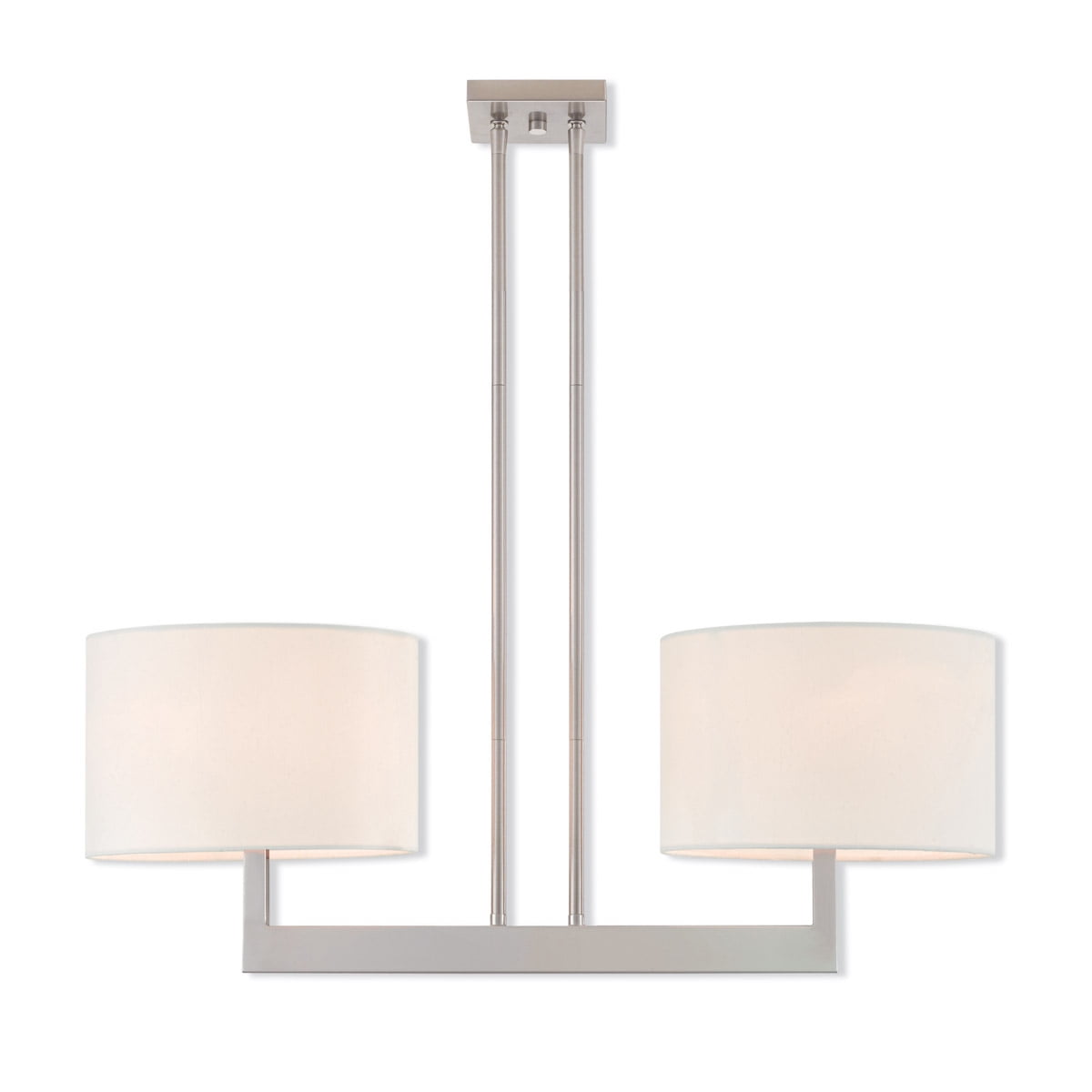 11-Inch Brushed Nickel Drum Chandelier with Off-White Fabric Shade