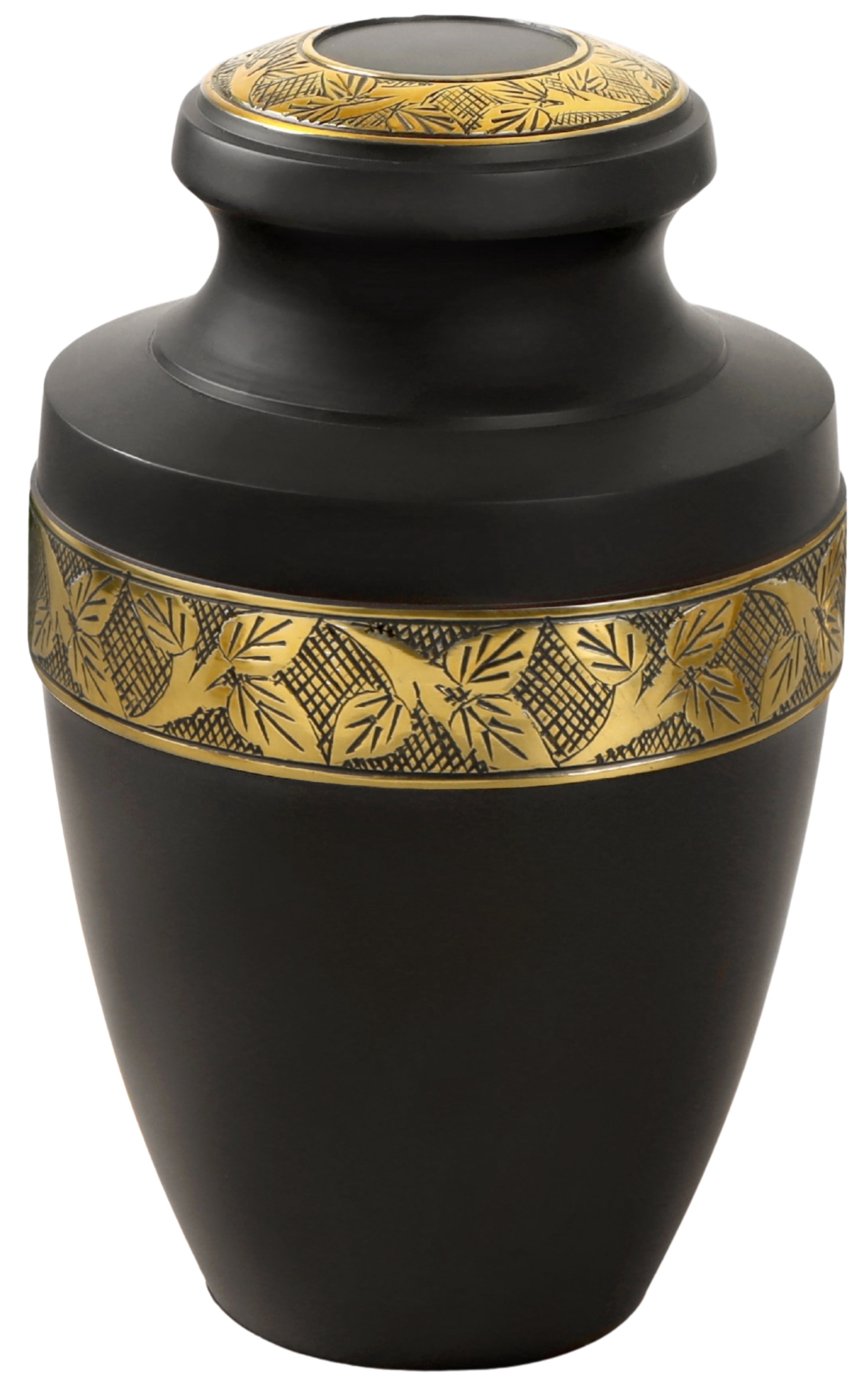 Handcrafted Aluminum Urn - Decorative Memorial Holder for Ashes and Remembrance (Coal & Pure Gold)