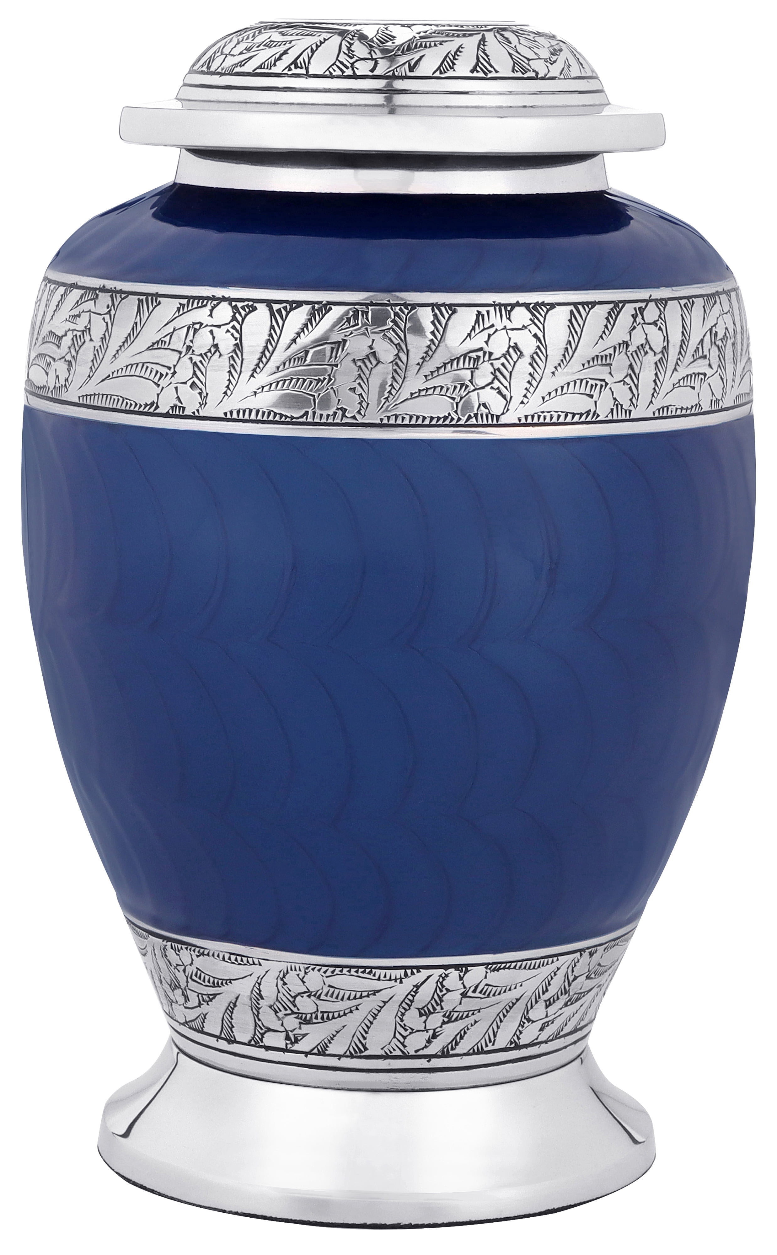 Aluminum Handcrafted Urn - Elegant Keepsake Holder for Adult Human Ashes (Ocean Blue & Pewter)