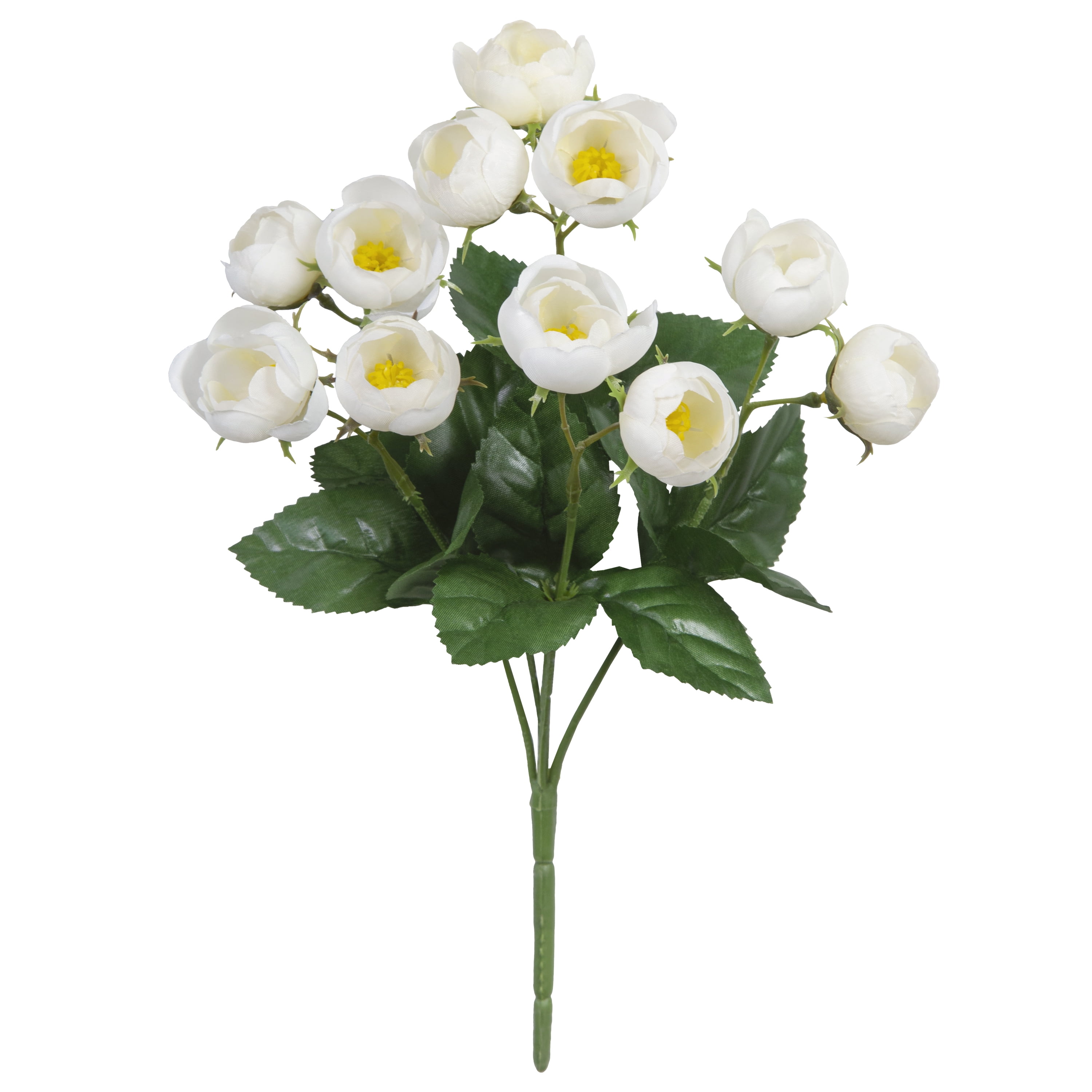 11inch Artificial Silk Cream Buttercup Rose Flower Pick, for Indoor