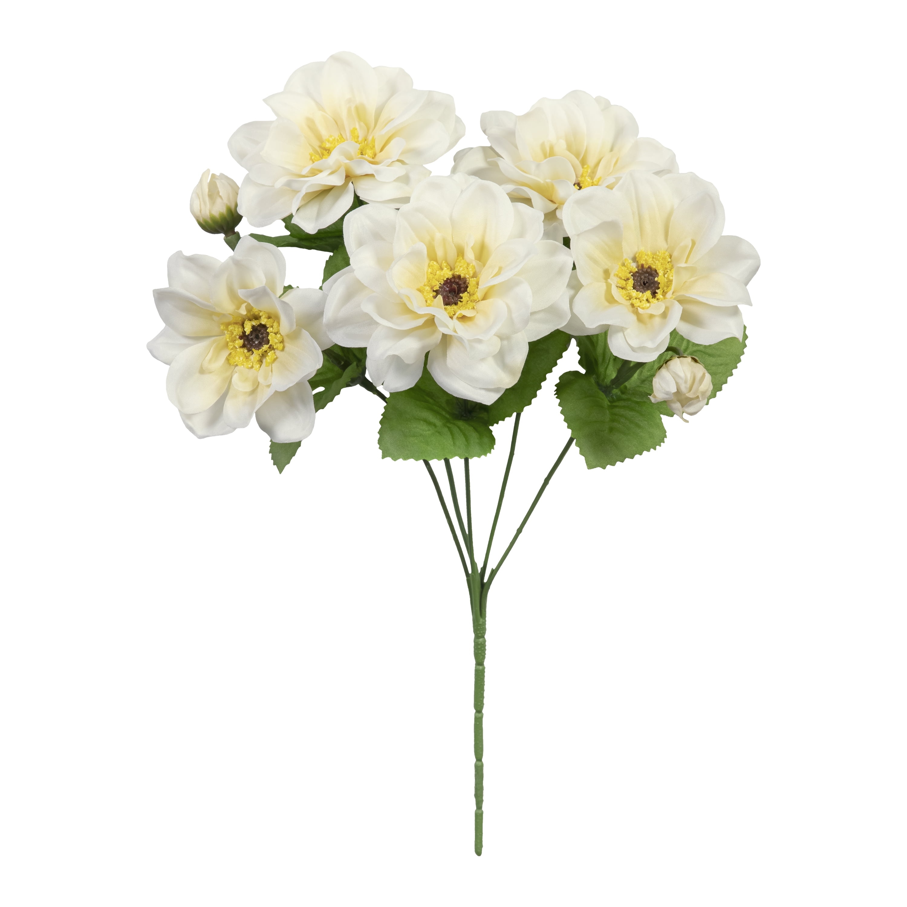 11-inch Artificial Silk White Dahlia Cemetery Pick, for Indoor/Outdoor Use, by Mainstays