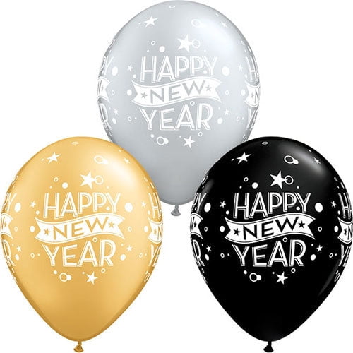 11 inch Assorted New Year Confetti Dots Latex Balloons (6 Pack) - Party Supplies Decorations