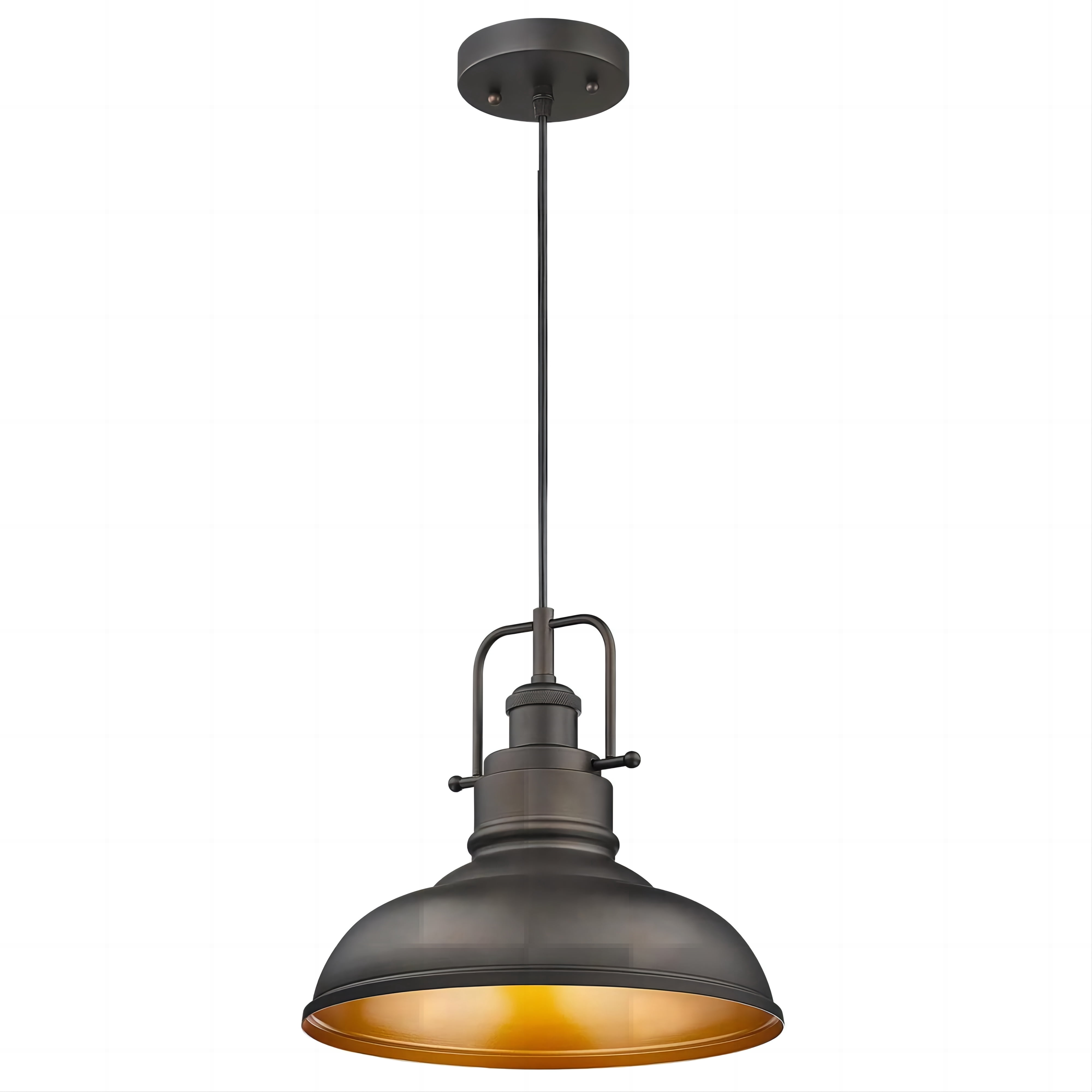 11 inch Farmhouse Pendant Light 1-Light Industrial Hanging Light Fixture Oil Rubbed Bronze Finish Metal Dome Shade Metal Pendant Lamp Modern Ceiling Pendant Lighting Dining Room Kitchen Island Lights