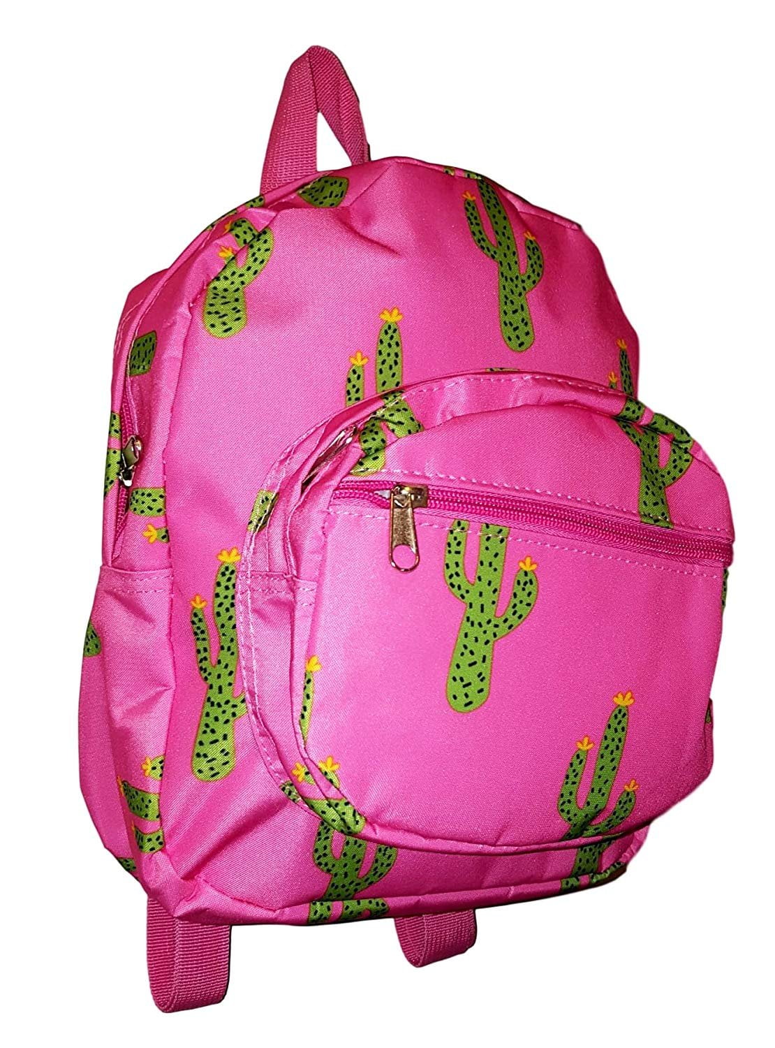11 inch Mini Backpack Purse Zipper Front Pockets Teen Child Pink Cactus print