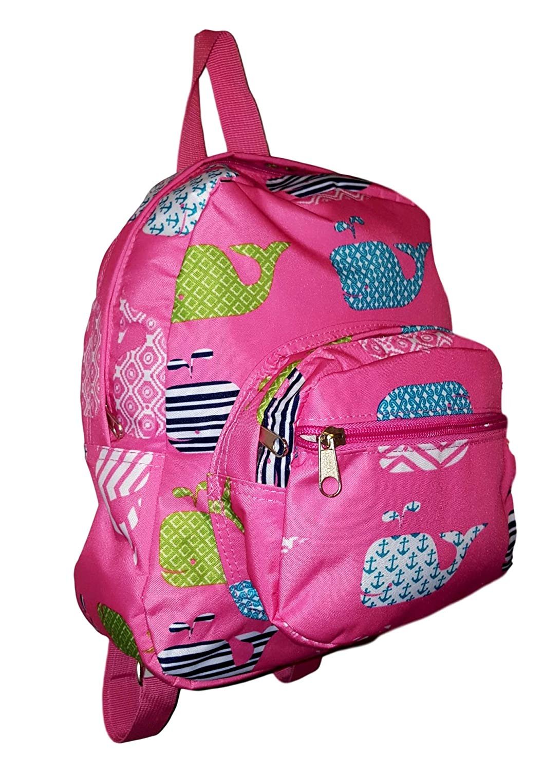 11-inch Mini Backpack Purse, Zipper Front Pockets Teen Child Pink Whale print - image 1 of 3