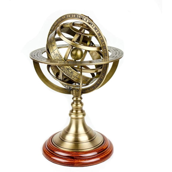 11 inch Nautical Brass Armillary Astrolabe Sphere Celestial Collectible Tabletop Armillary Antique Vintage Zodiac Globe Armillary Home Dcor