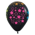 thumbnail image 1 of 11 inch Neon Bold Stars Deluxe Black Latex Balloons (50 Pack) - Party Supplies Decorations, 1 of 1