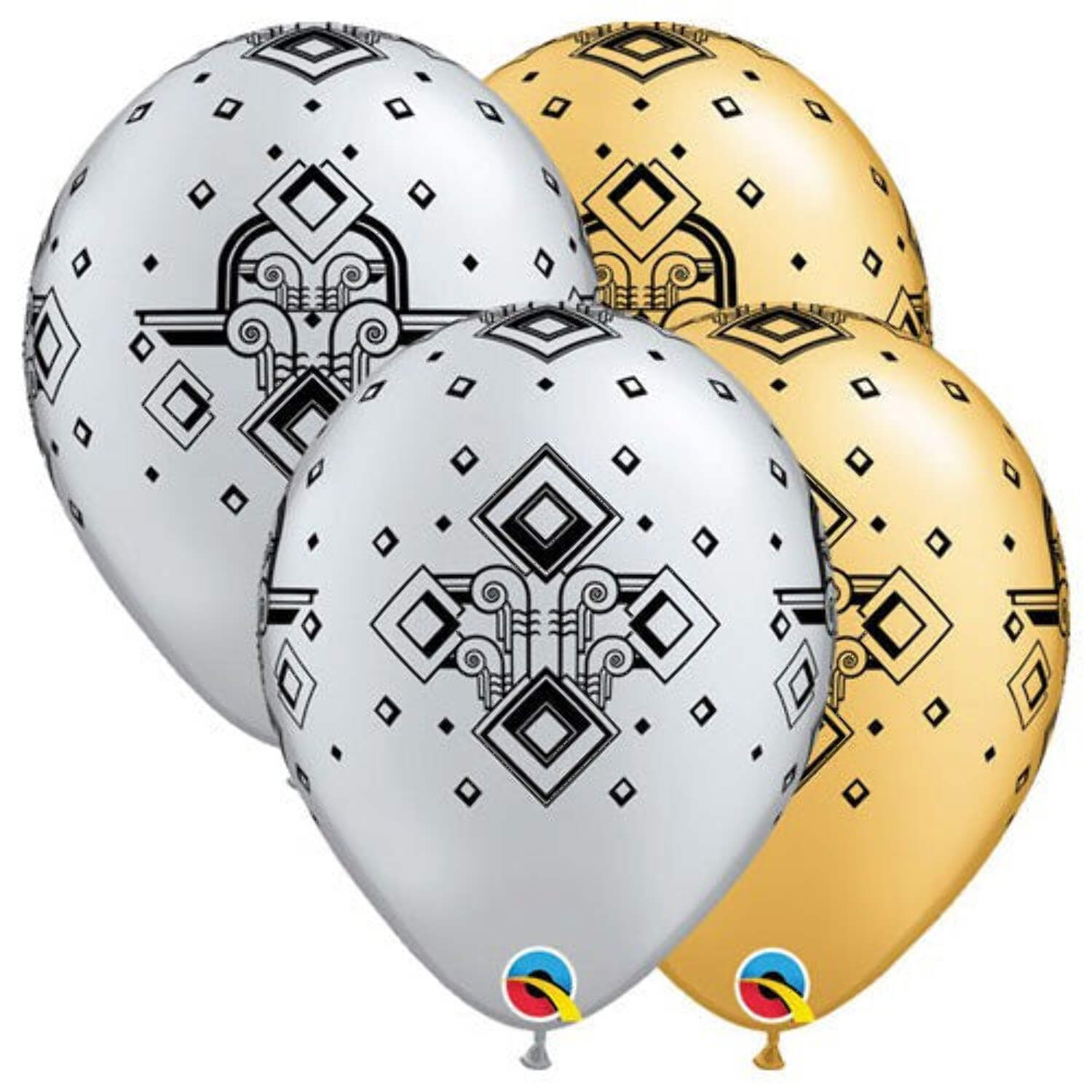 11 inch Qualatex Art Deco Pattern Latex Balloons (50 Pack) - Party Supplies Decorations