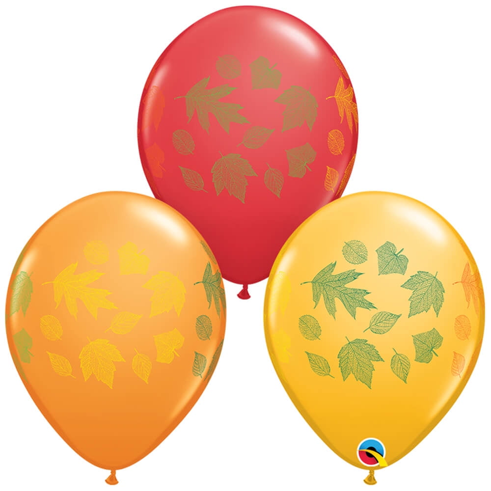 11 inch Qualatex Autumn Leaves Latex Balloons (6 Pack) - Party Supplies Decorations