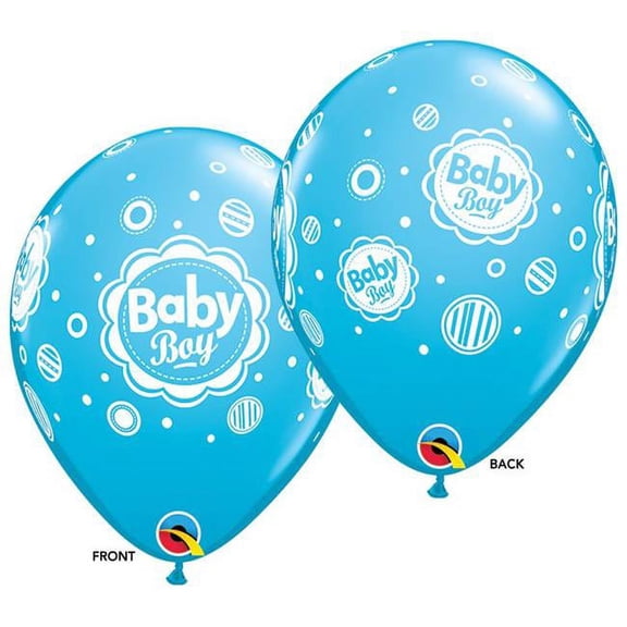 11 inch Qualatex Baby Boy Dots (6 Pk) Latex Balloons (6 Pack) - Party Supplies Decorations