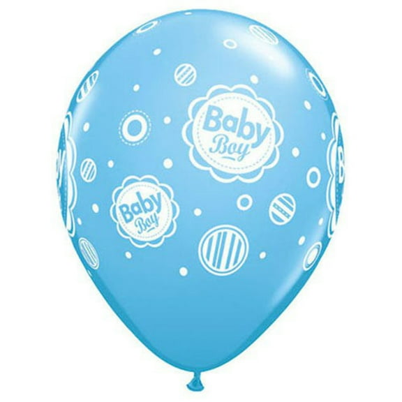 11 inch Qualatex Baby Boy Dots - Pale Blue Latex Balloons (50 Pack) - Party Supplies Decorations