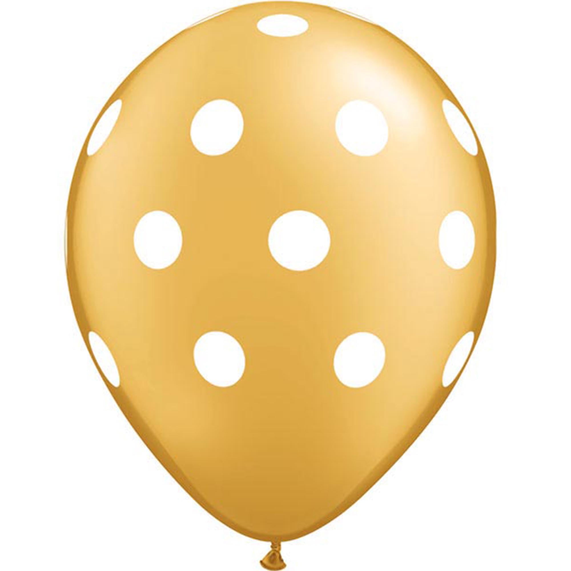 11 inch Qualatex Big Polka Dots - Gold Latex Balloons (50 Pack) - Party Supplies Decorations