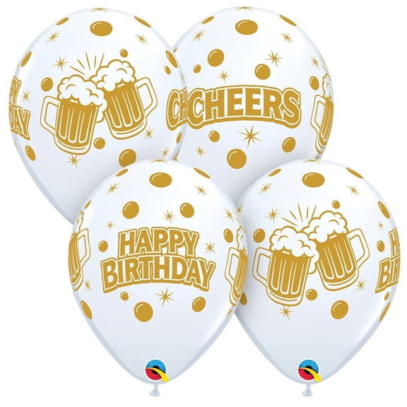 11 inch Qualatex Birthday Cheers Brew Latex Balloons (50 Pack) - Party Supplies Decorations